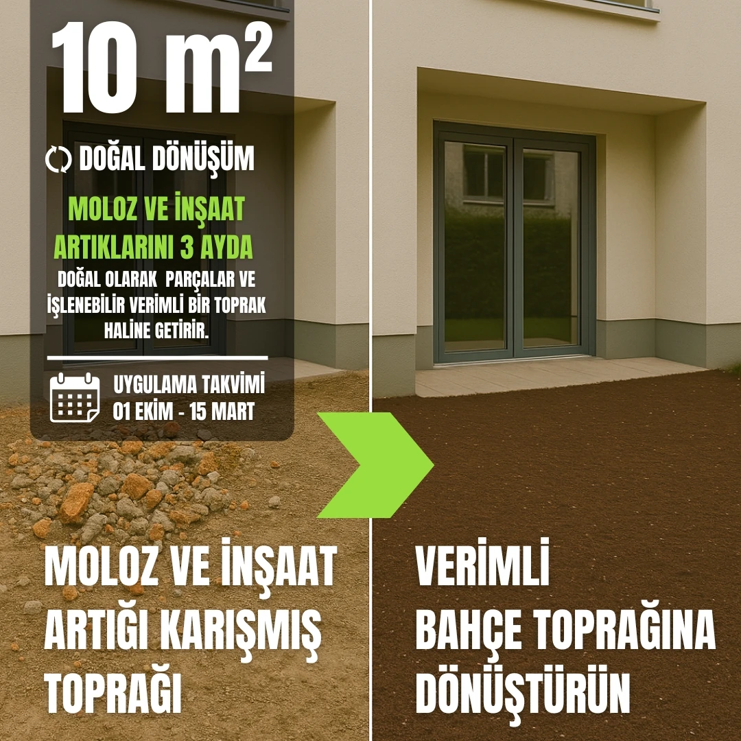 Moloz ve İnşaat Artığı Karışmış Bahçe Toprağı Temizleyici Karışım (10 m²)